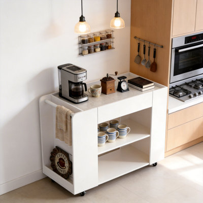 White Multi-Functional Service Cart With LED Lighting
