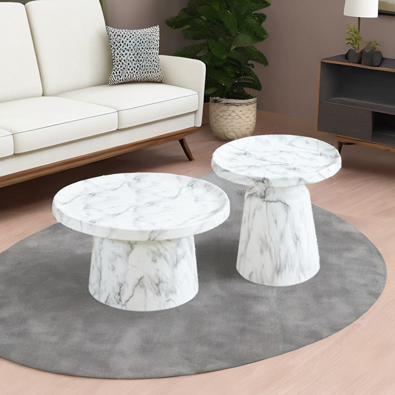 Marbed Metal End Table Set