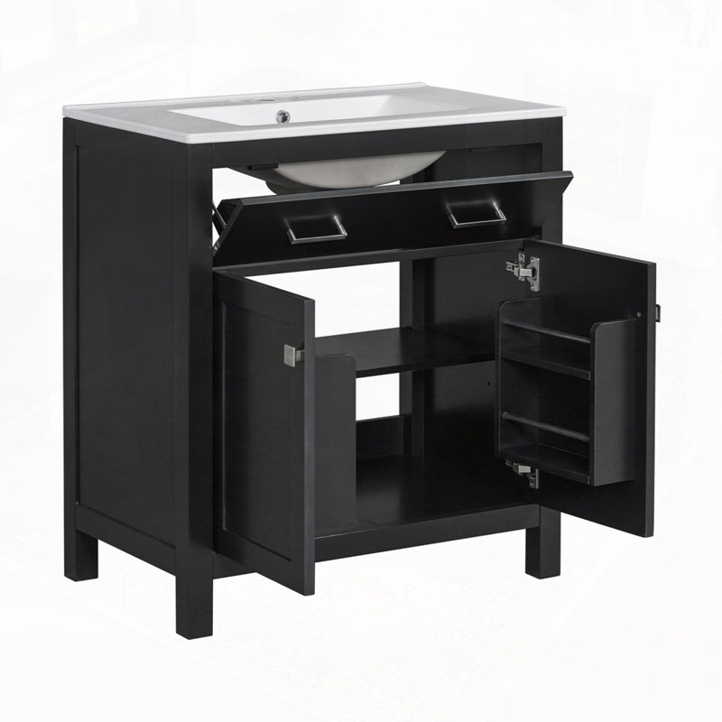 Bathroom Vanity with Ceramic Sink, Black