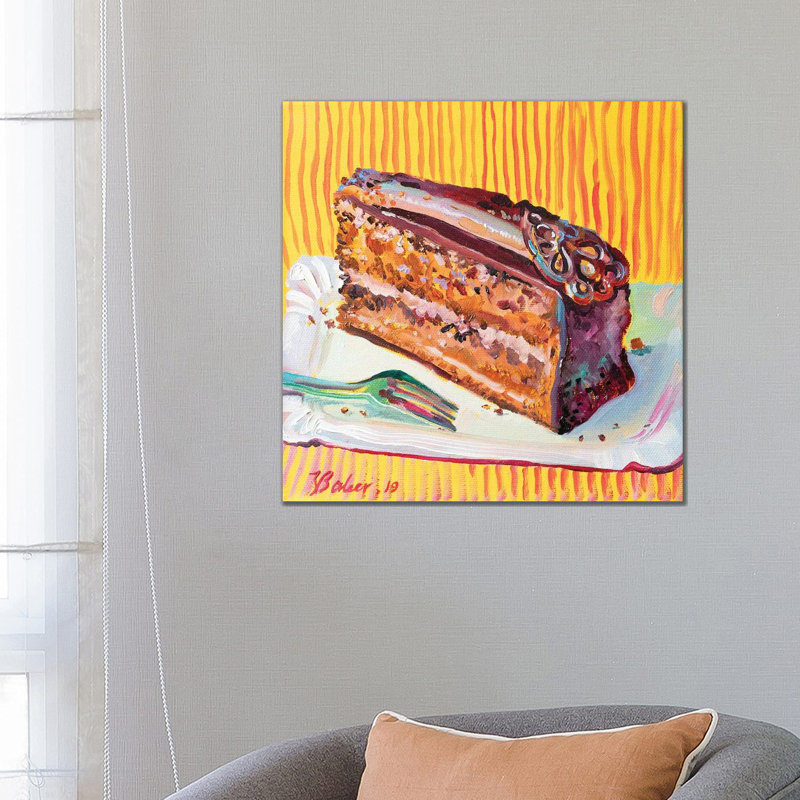 Piece Of Chocolate Cake by Katharina Valeeva - Wrapped Canvas Painting, 66.04 cm H x 66.04 cm W x 1.91 cm D