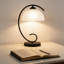 Lampe de table moderne avec abat-jour en verre givré et base en métal, lampe de chevet à brancher pour table de chevet, bureau ou salon, douille E26 avec cordon et interrupteur