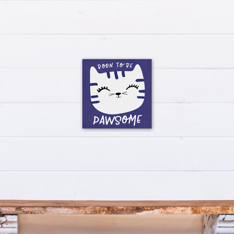 Art de toile de pawsome né pour be Tig, H 12 po x l 12 po x P 1,25 po, Bleu