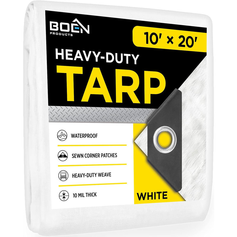 Bâche blanche, 10 pi x 20 pi