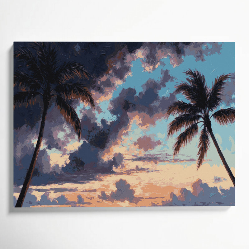 Toile hawaïenne, ciel mauve, art mural, H 16 po x l 20 po