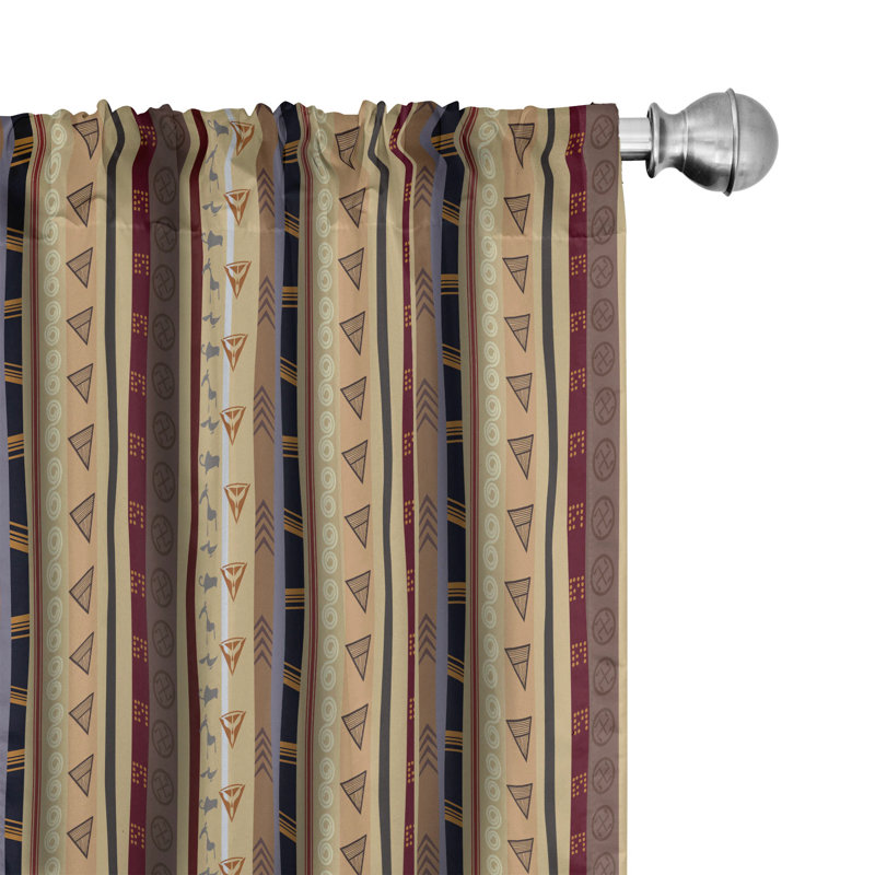 Tribal Striped Semi-Sheer Rod Pocket Sliding Panel, 28" x 95"