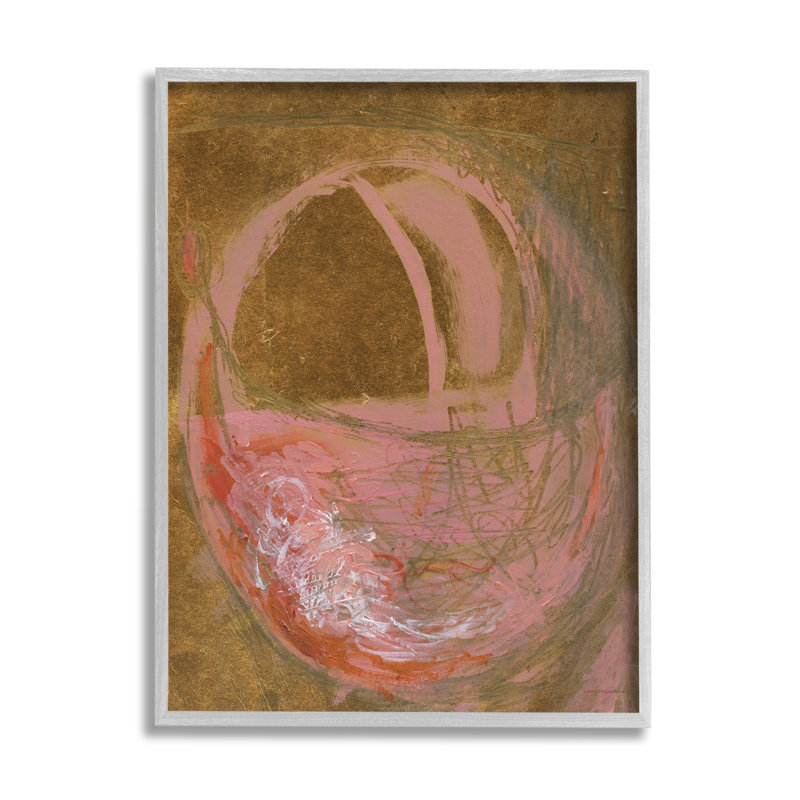 Croquis d'un cercle rose rustique abstrait graffiti, H 16 po x l 20 po, Estampe numérique Farmhouse