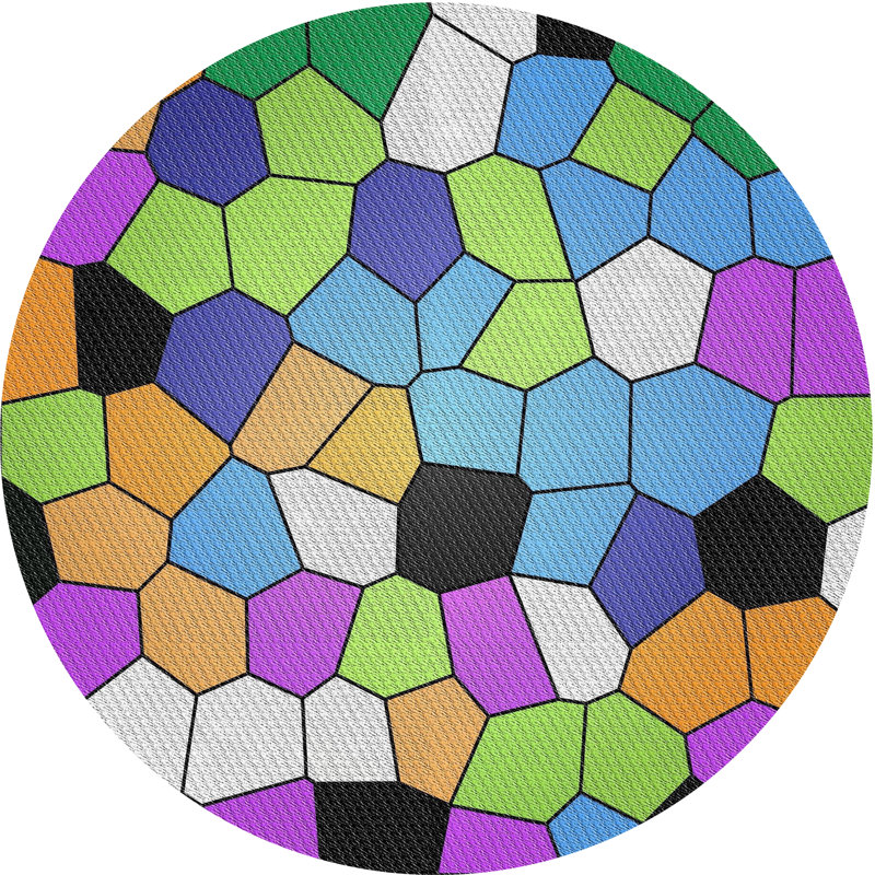 Tapis orange à motif géométrique, Rond 7 pi