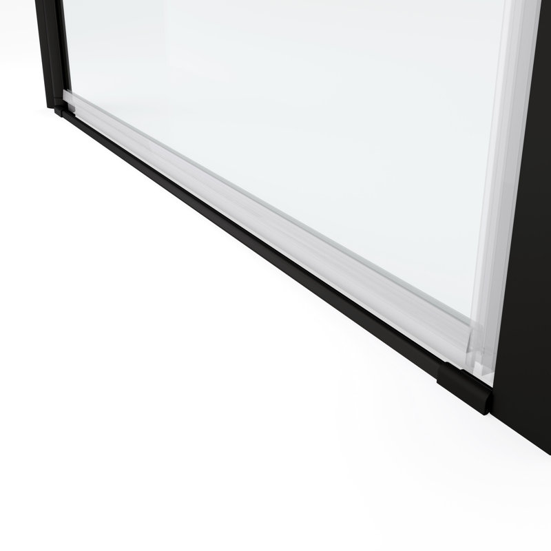 Universal Pivot Shower Door In Matted Black - 1/4" Tempered Glass, 1 3/8" Adjustable, 36000 Times Opening And Closing Trials, Leak-, Simple Installation Advanced Leak Function, Steps