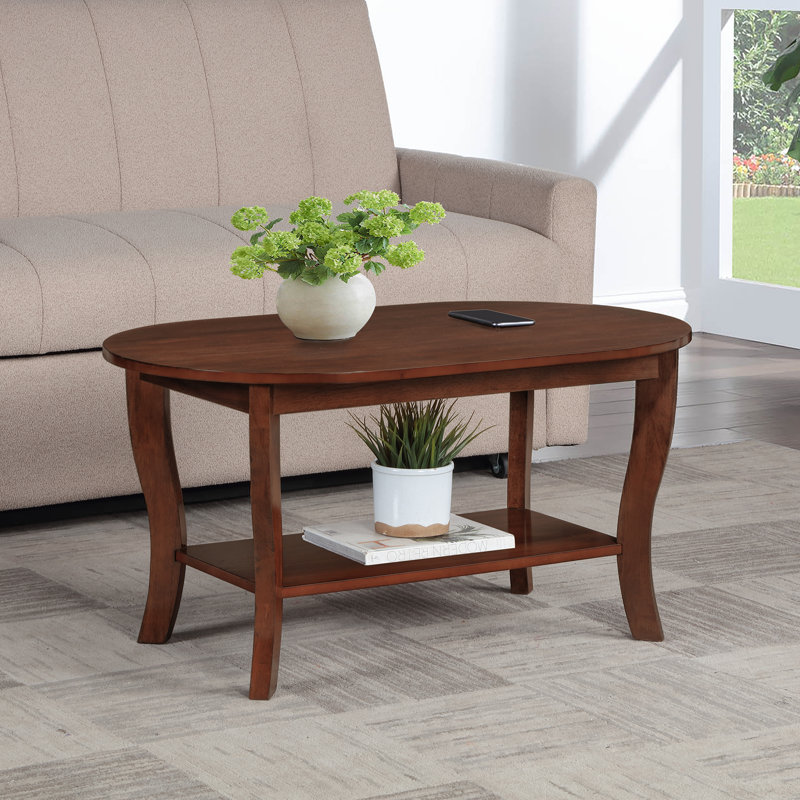 Carbin 36" Oval Coffee Table with Shelf, Espresso