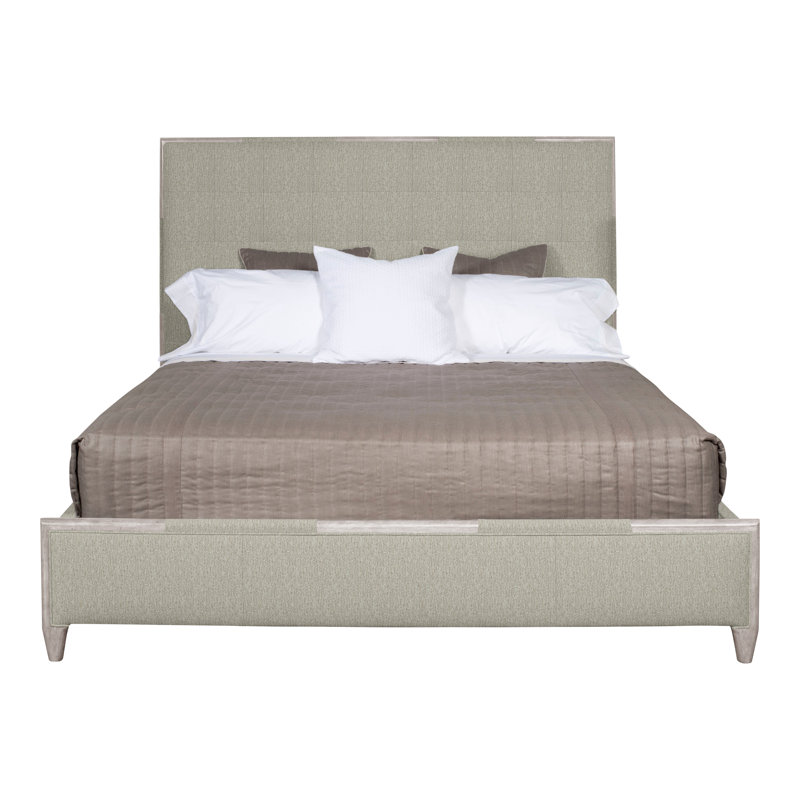 Lit à panneau tapissier très grand Thom Filicia Home California, Gris colombe, Fumée Ian, Grand lit