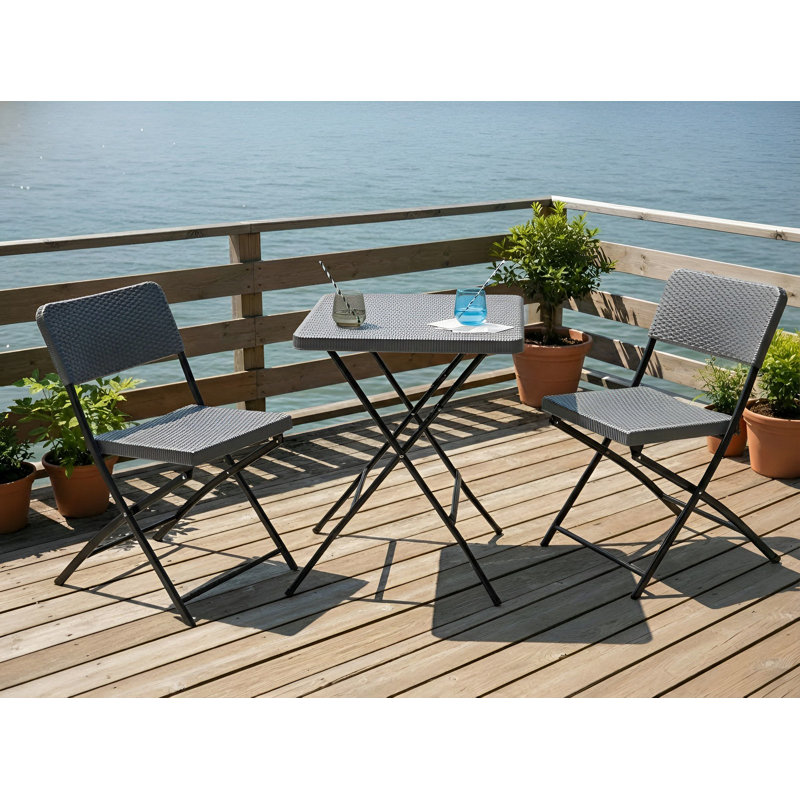 Bistro Set Folding TRAPPETO Black, Grey