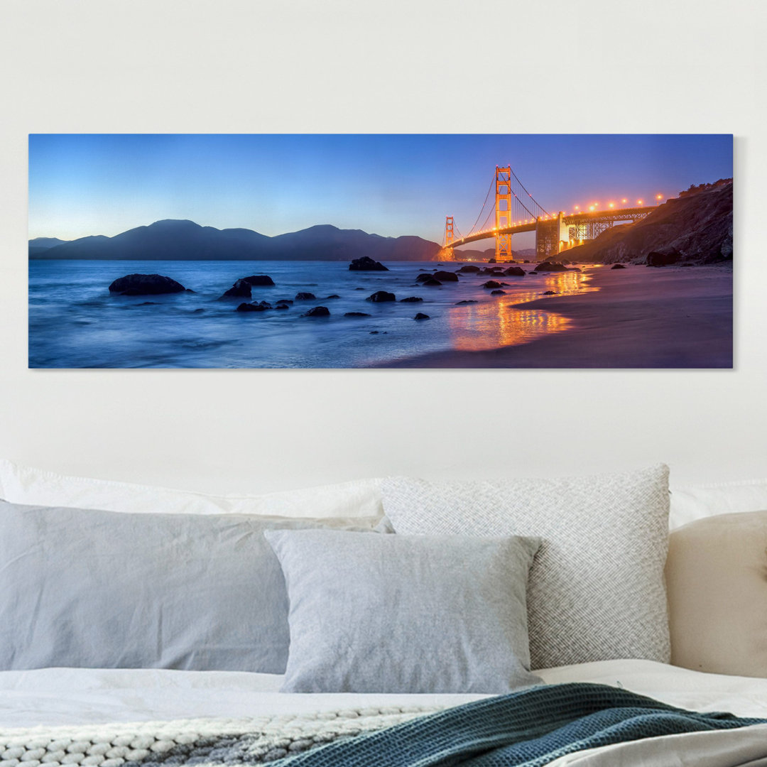 Leinwandbild Golden Gate Bridge am Abend