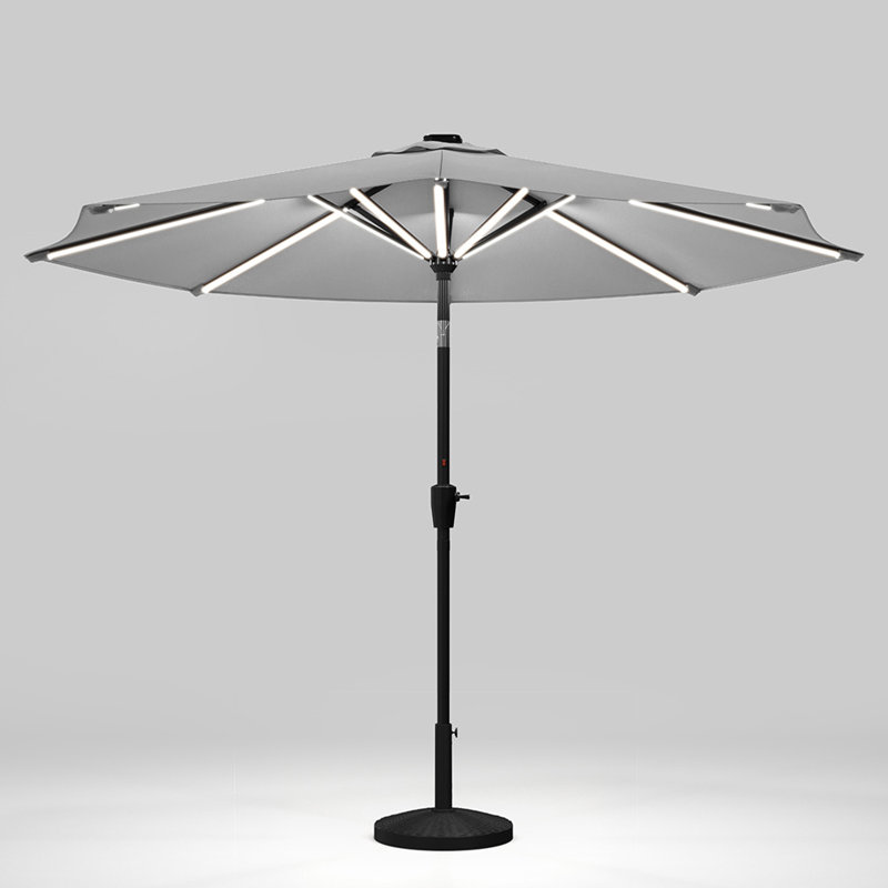 Aissa 3m Traditional Parasol with LED Light, Light Grey