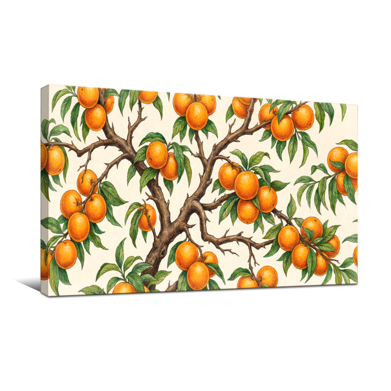 Plantes et fleurs branches d'arbres avec feuilles et fruits, H 20 po x l 40 po