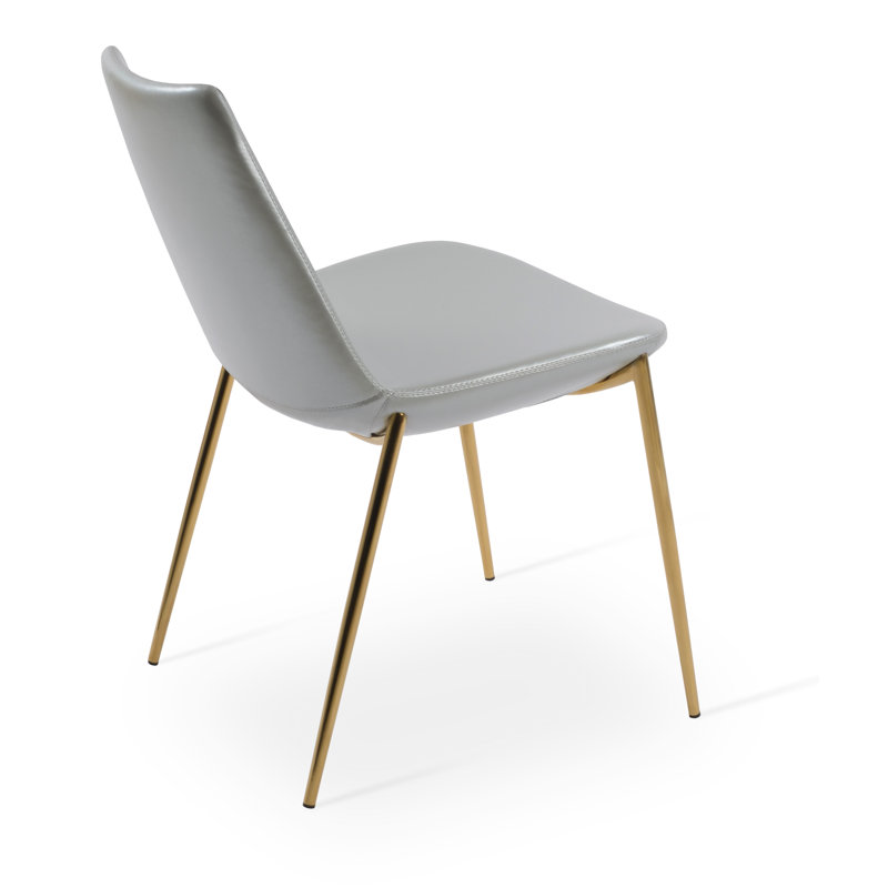 Eiffel 17'' H Upholstered Metal Side Chair, Caramel , Gold/Brass Base