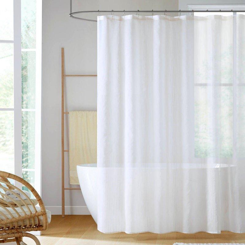 1-Piece Sheer Shower Curtain, White, 72" W x 84" L