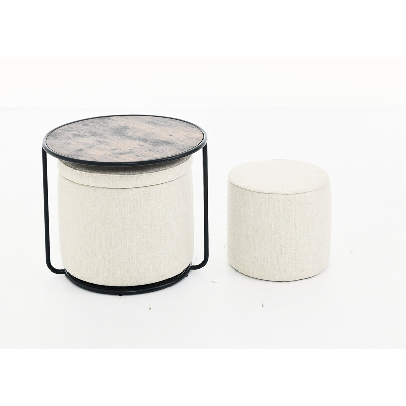 Table polyvalente beige avec compartiment de rangement supplémentaire - moderne et pratique, Tissu beige