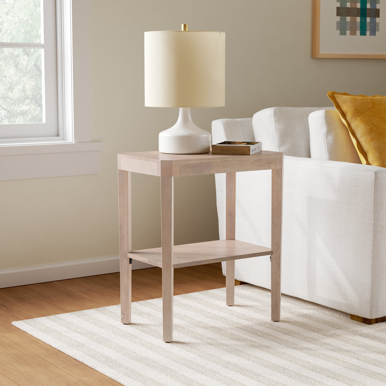 Ardentown Solid Wood End Table, White Wash