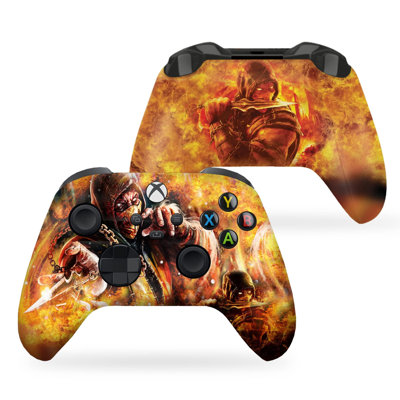 DreamController Mortal Combat Scorpion Personnalisé X-box sans fil compatible avec X-box One / X-box Series X / S Fièrement personnalisé aux États-Unis avec impression HYDRO-DIP permanente (PAS JUSTE UNE PEAU)