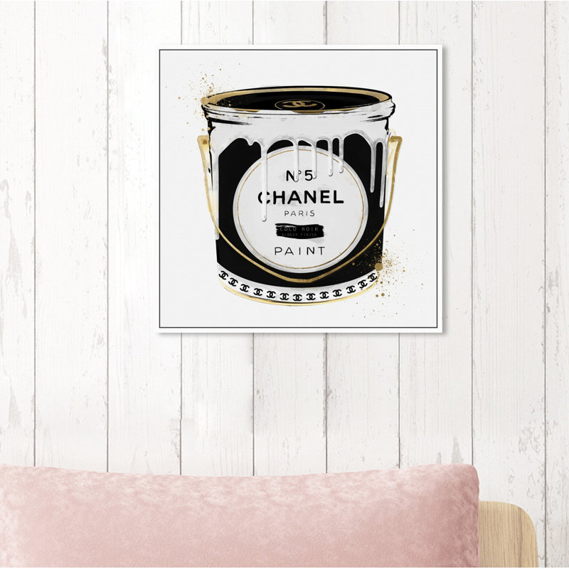« Fashion Paint Noir » - impression sur toile, Cadre blanc, H 12 po x l 12 po
