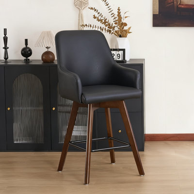 Solid Wood Upholstered Swivel Bar and Counter Stool