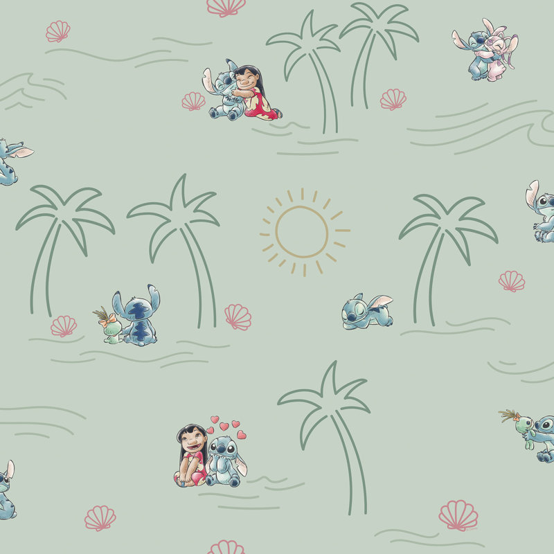 Disney Lilo and Stitch Beach Love - Non-Woven Wallpaper 10.05m x 53cm