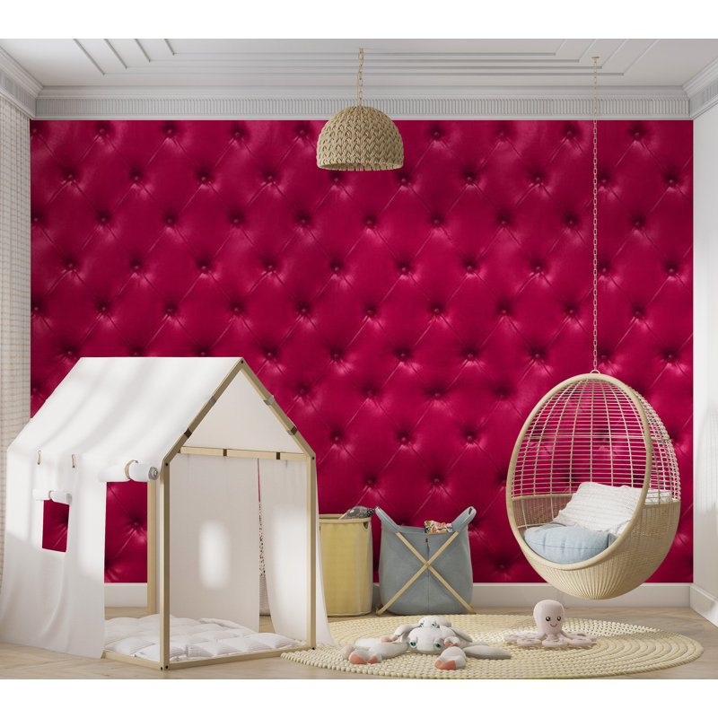 Geometric Wall Mural, 55" L x 78" W, Fuchsia
