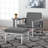 Atlas Modern Chrome and Leather Ottoman-775271183