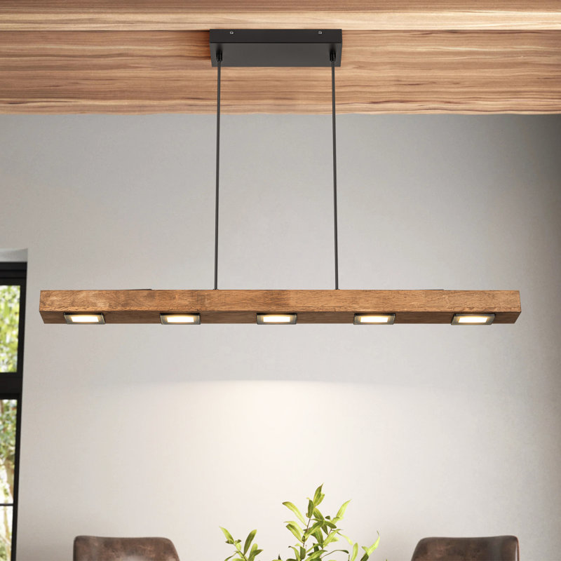 Tallapoosa Light Kitchen Island Modern Linear LED Pendant with Wood Accents