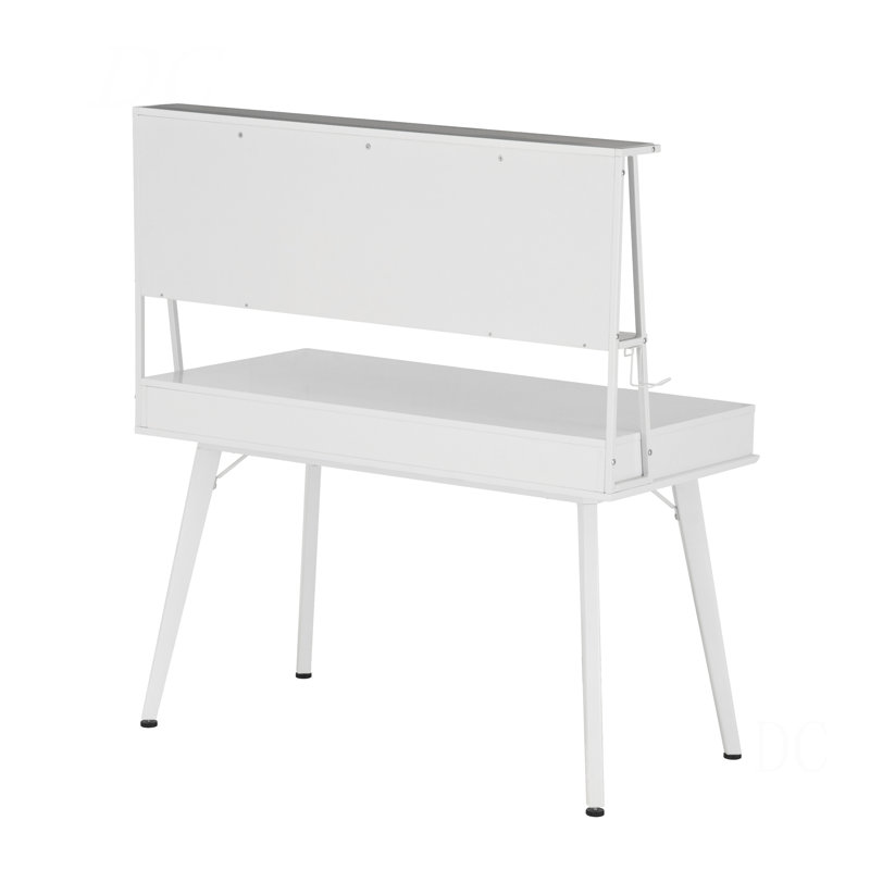 Bureau d'ordinateur avec rangement blanc et tableau blanc magnétique effaçable Techni