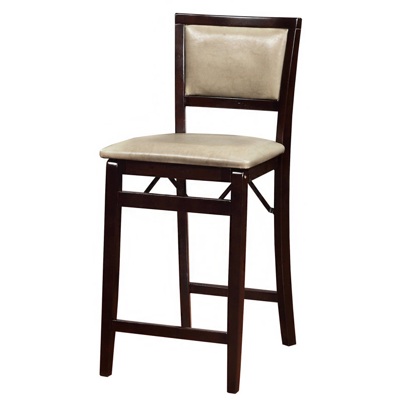 Tabouret de comptoir / de bar pliable Phaedra avec siège et dossier rembourrés, Similicuir espresso