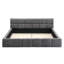 Grand lit tapissier en chenille avec tête de lit à damier élégante, confort doux, gris-1398834273