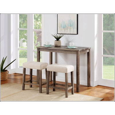 Ensemble de table 3 pièces à hauteur de comptoir avec tabourets capitonnés