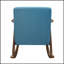 Chaise berçante Modern Home Furniture avec revêtement en tissu bleu et finition en bois de noyer foncé, assise et dossier rembourrés confortables
