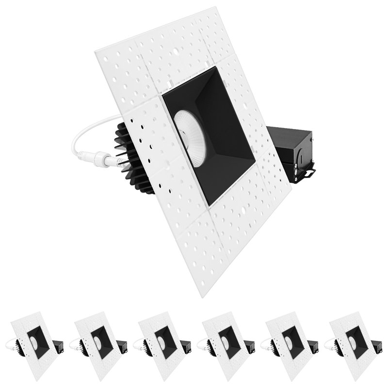 Projecteur encastré sans cadre 4 pouces DEL avec garniture emboîtable LUXRITE DEL, Twist N 'Lock, 5CCT, 15W, 1000LM, CRI90, faisceau à 38 °, intensité variable, paquet de 6 ETL
