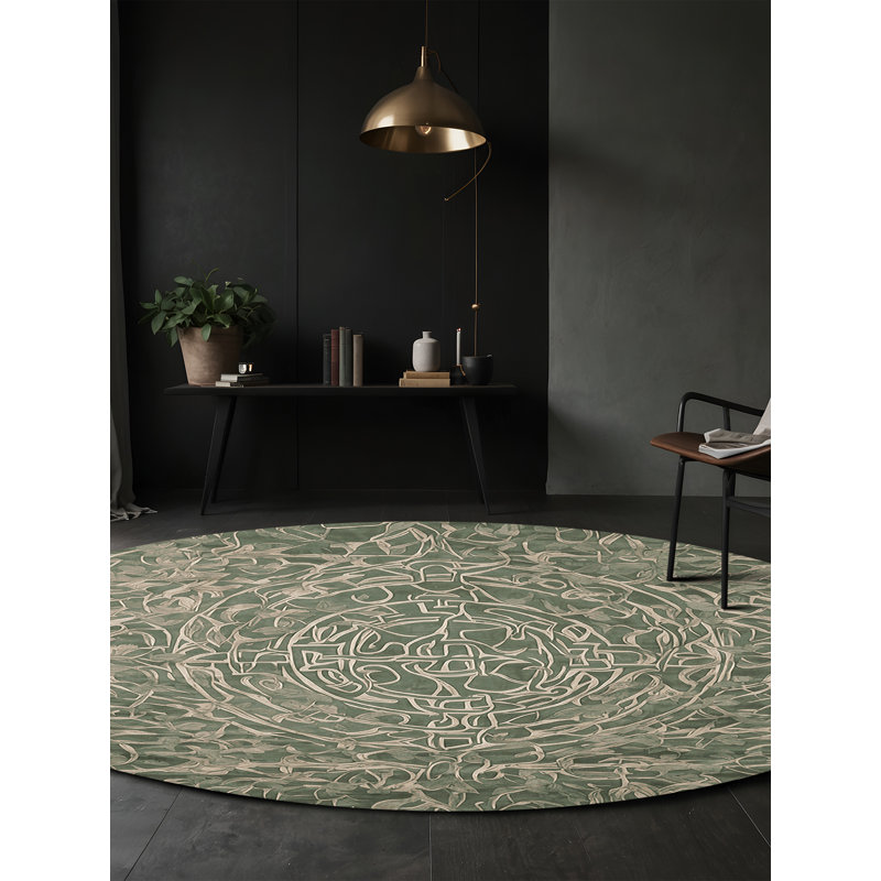 Tapis brun lavable à la machine, Rond 3 pi