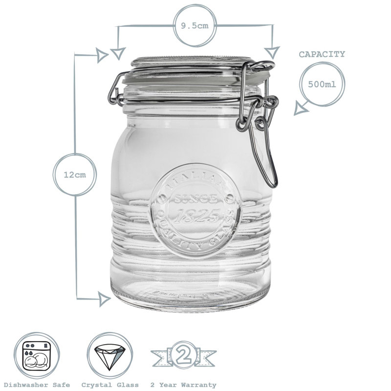 Officina 1825 Glass Storage Jar, 12.3cm H x 9.7cm W x 9.7cm D
