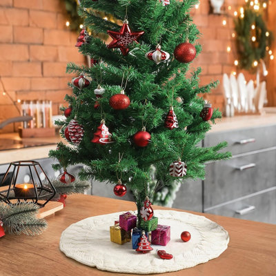 Jupe de sapin de Noël tricotée, motif tressé, décoration chaleureuse pour les fêtes