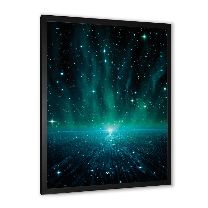 Black Interstellar Gaz - Space Planet Wall Art, Black Single Picture Framed, 20" H x 12" W x 1" D