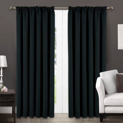 Frantzy Thermal Blackout Curtains Pencil Pleat Ready Made Pair Curtain Panel + Tie Backs