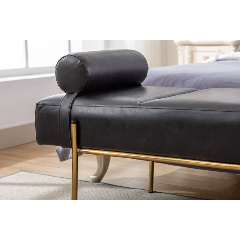 Banc en cuir Haye, Noir