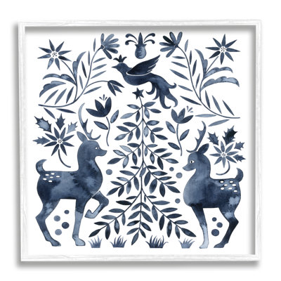 Festive Deer Dove Christmas Tree Botanicals Leaves