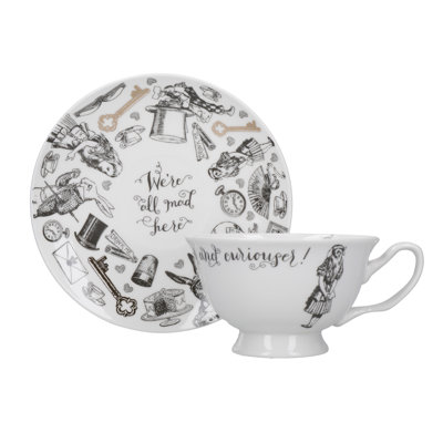 Alice In Wonderland Ceramic Teacup and Saucer