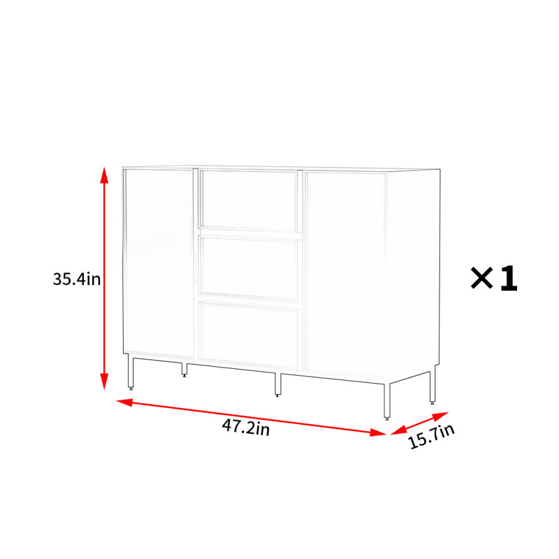Buffet décoratif italien minimaliste, Rouge pâle