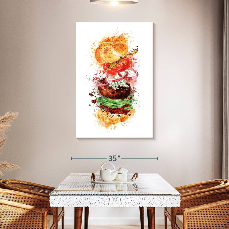 Burger Deconstructed Splatter, 48" H x 32" W