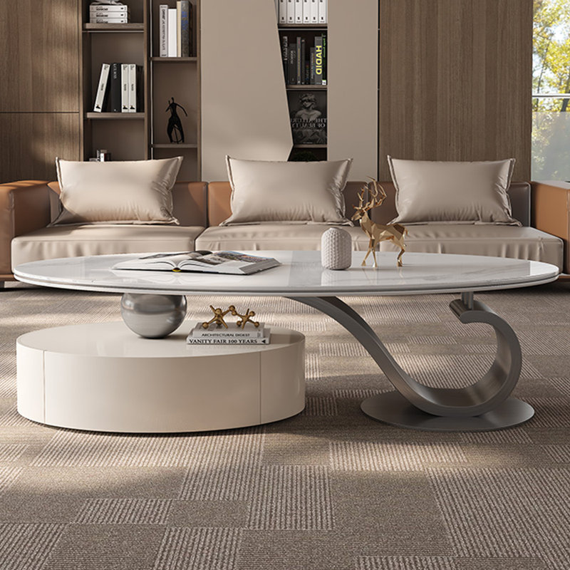 Table basse ovale en cristal clair de luxe, H 16,92 po x L 55,11 po x l 31,49 po