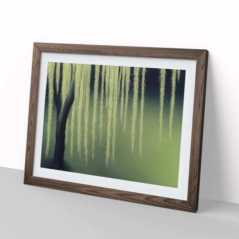 Bold Weeping Willow Tree - Single Picture Frame Print, 46cm H x 64cm W x 2cm D, Walnut Framed