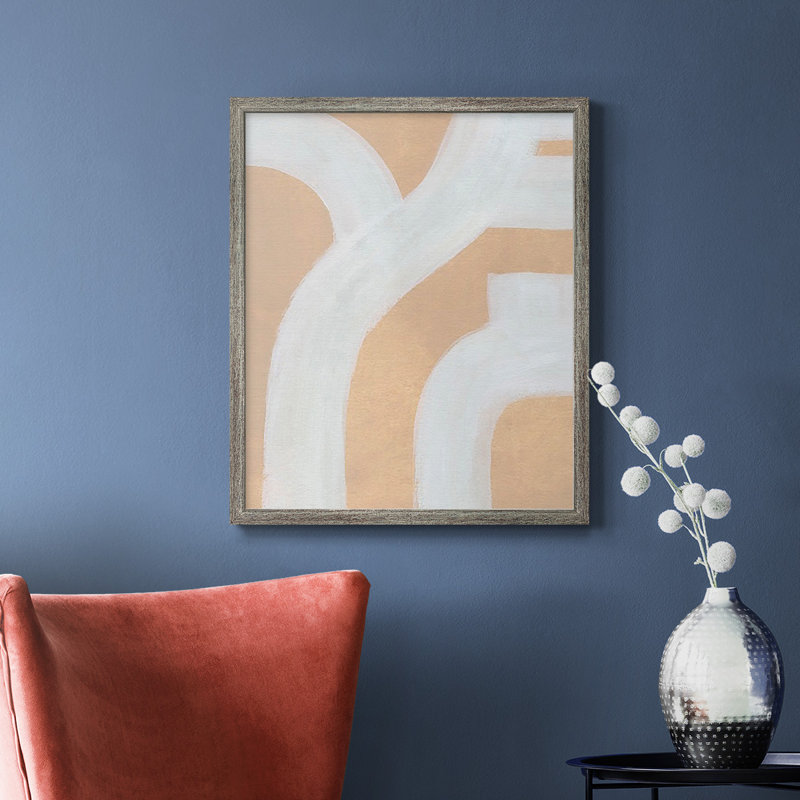 «Neutral Winding Paths I», toile encadrée de qualité supérieure - prête à être accrochée, Argent patiné, H 24 po x l 20 po