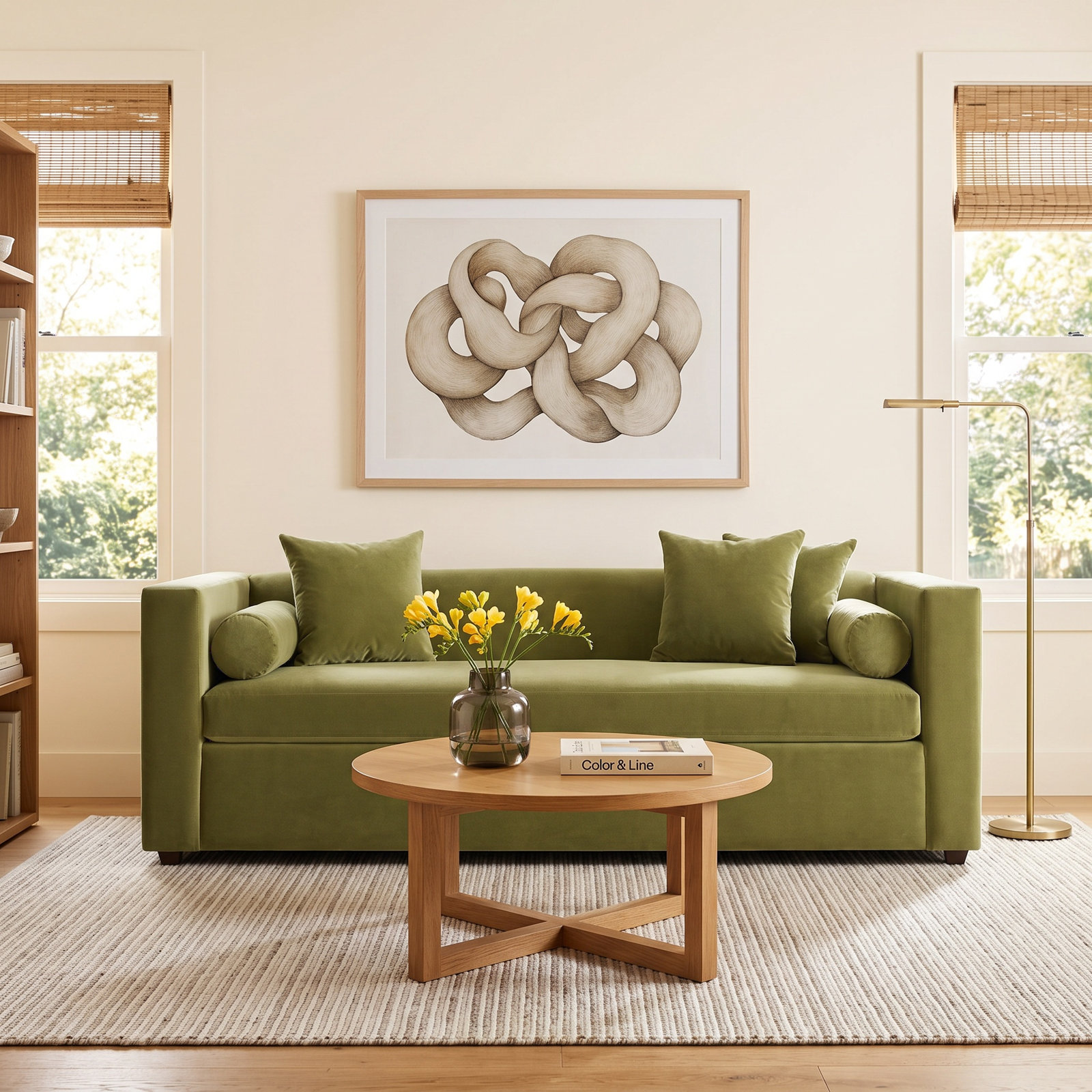 Mono 81'' Upholstered Sleeper Sofa, Loden Green Velvet Polyester Blend, Grasshopper