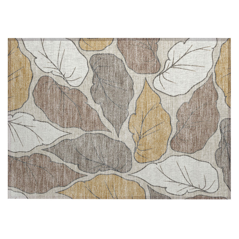Machine Washable Indoor/Outdoor Bourkelands ACN2348 Botanical Rug, Rectangle 1'8" x 2'6"